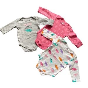 #019, HB bundle of 3 long sleeve onesie bodysuits, size 0-3 months